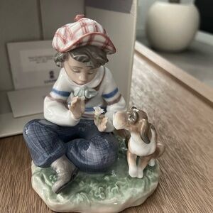 Lladro I Hope She Does 05450 Charming Figurine with Boy and Dog